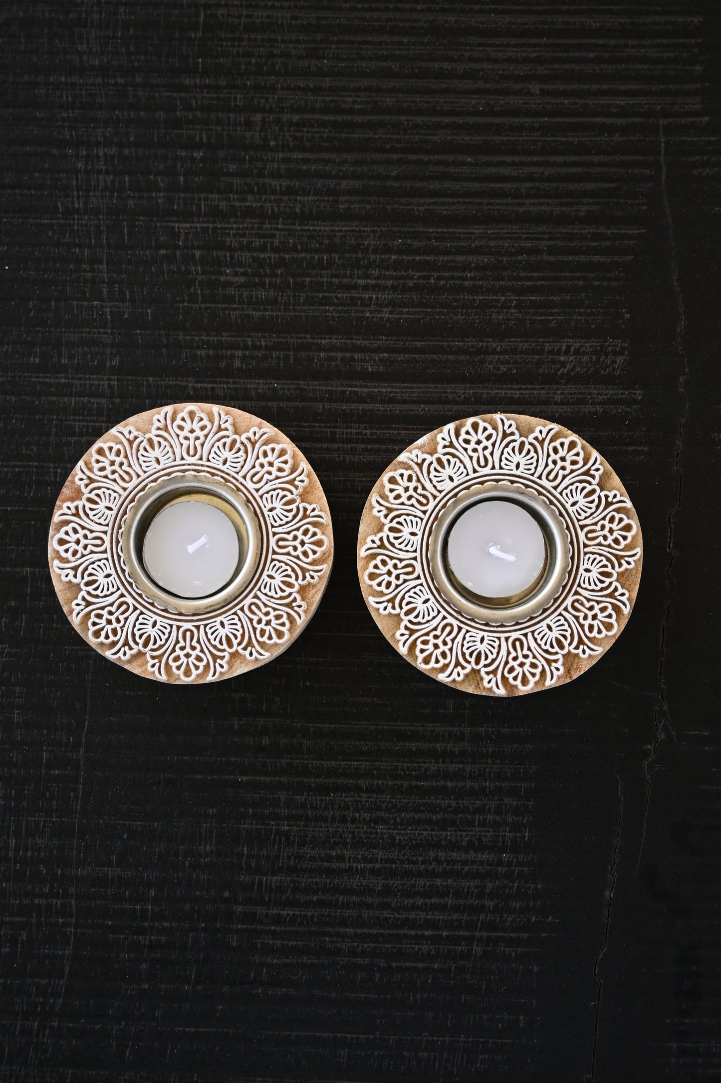 Ornate Tea Light Holder Pair