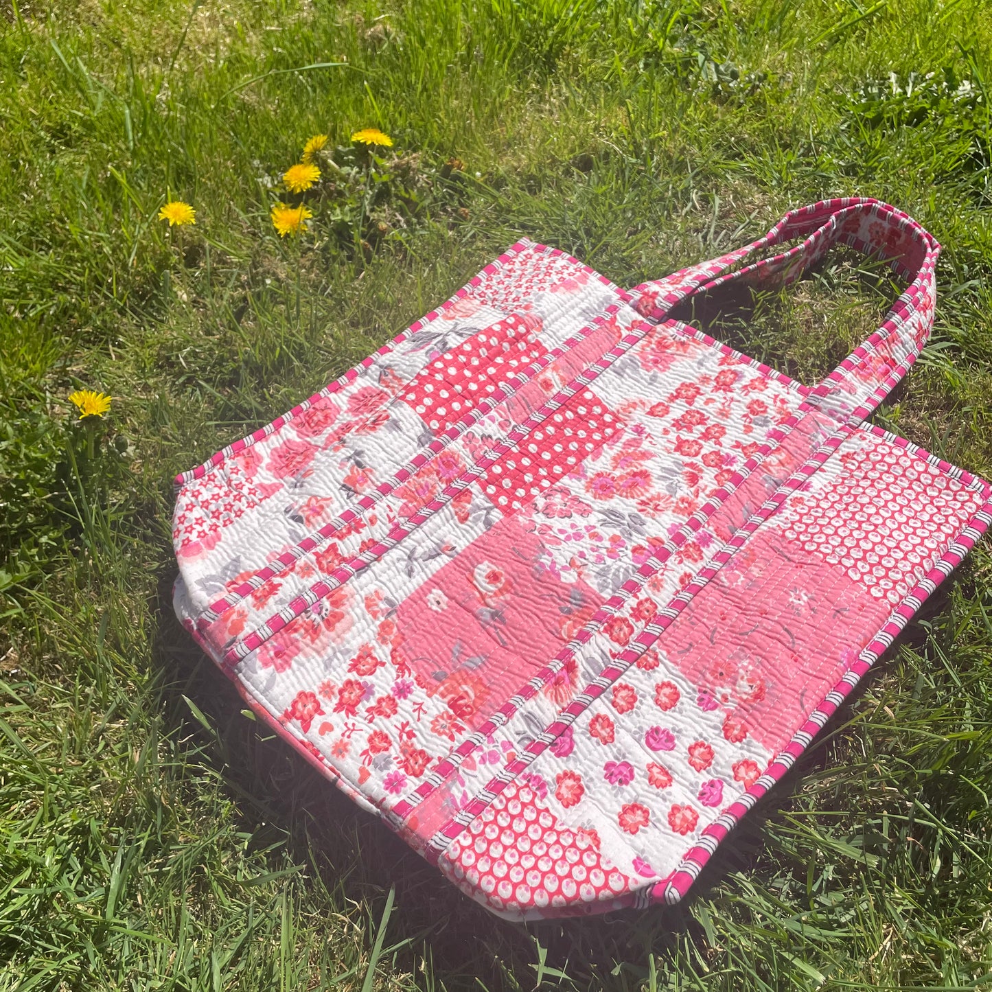 Pink Patchwork Tote Bag