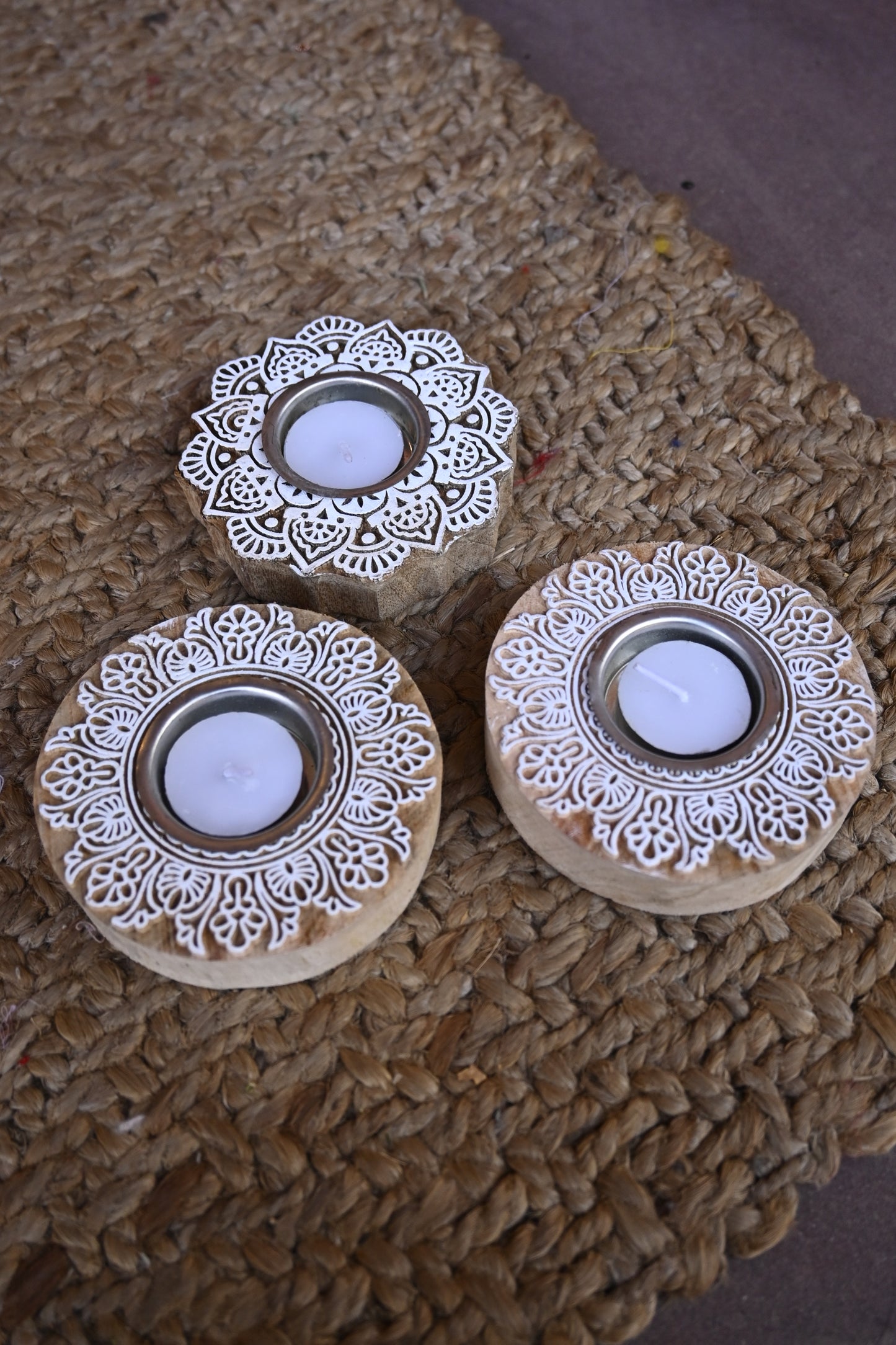 Ornate Tea Light Holder Pair