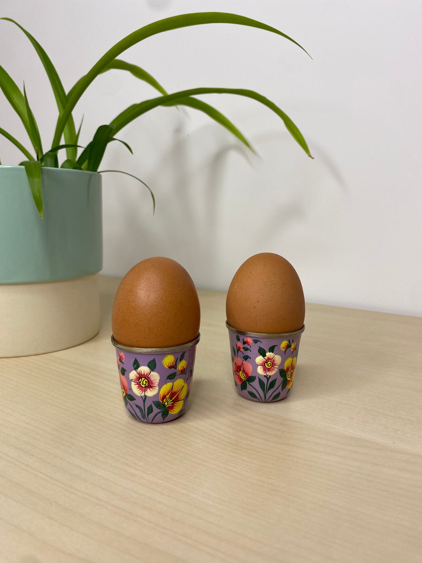 Violet Egg Cup Pair