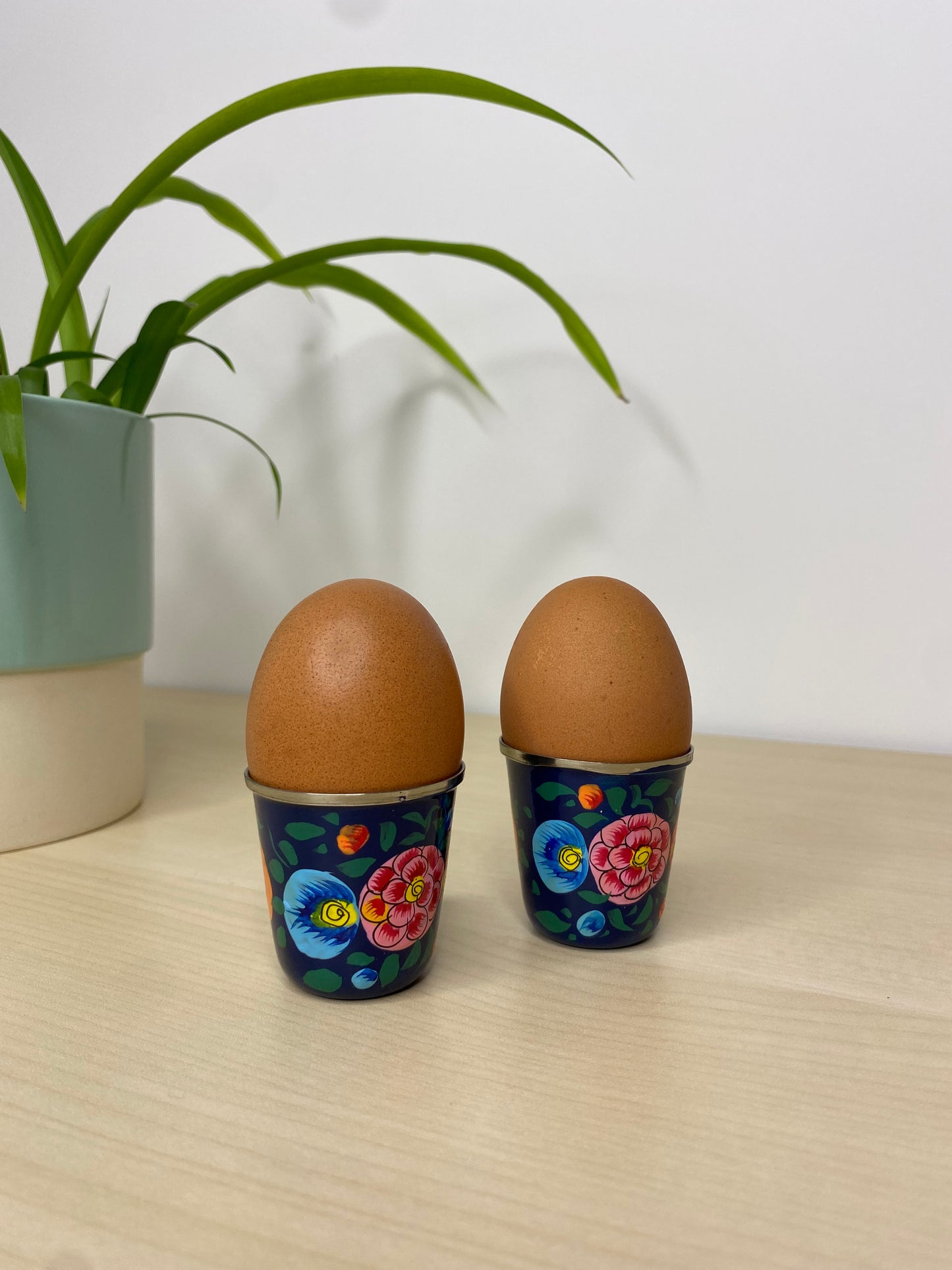 Indigo Egg Cup Pair