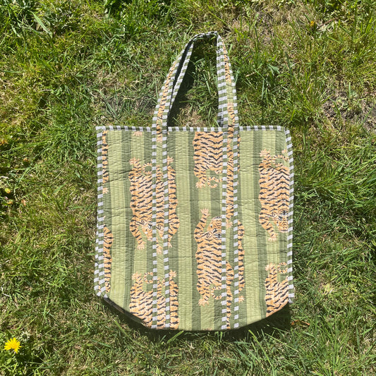 Olive Tiger Tote Bag