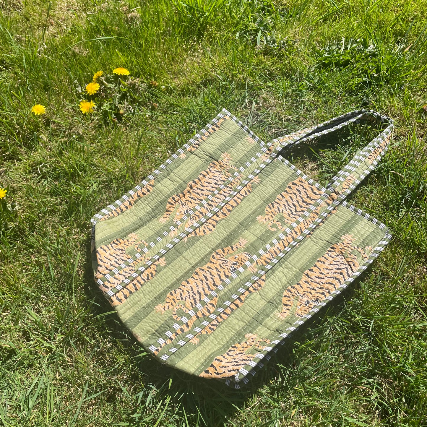 Olive Tiger Tote Bag