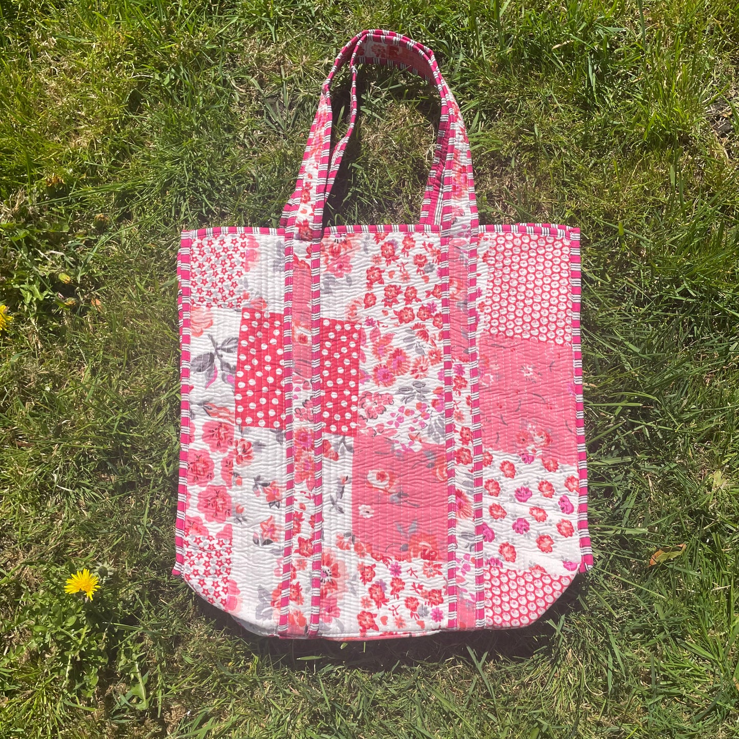 Pink Patchwork Tote Bag