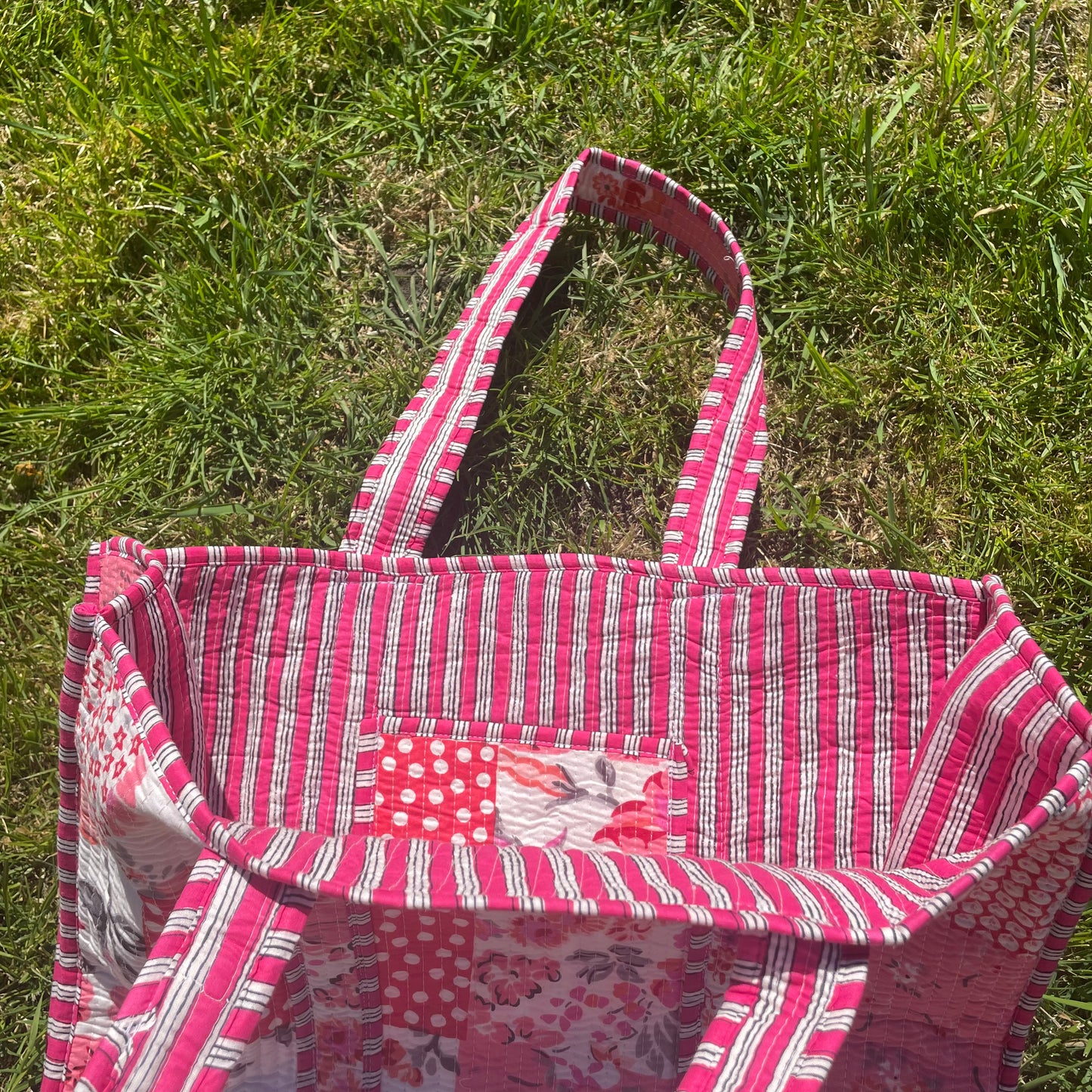 Pink Patchwork Tote Bag