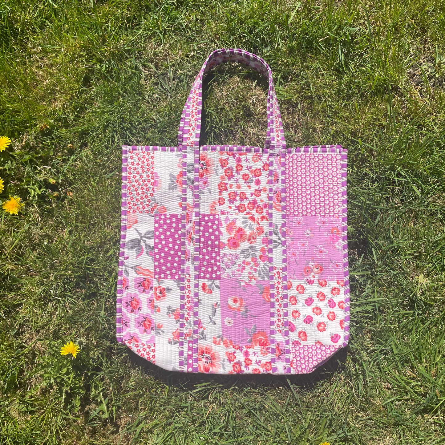 Purple Patchwork Tote Bag