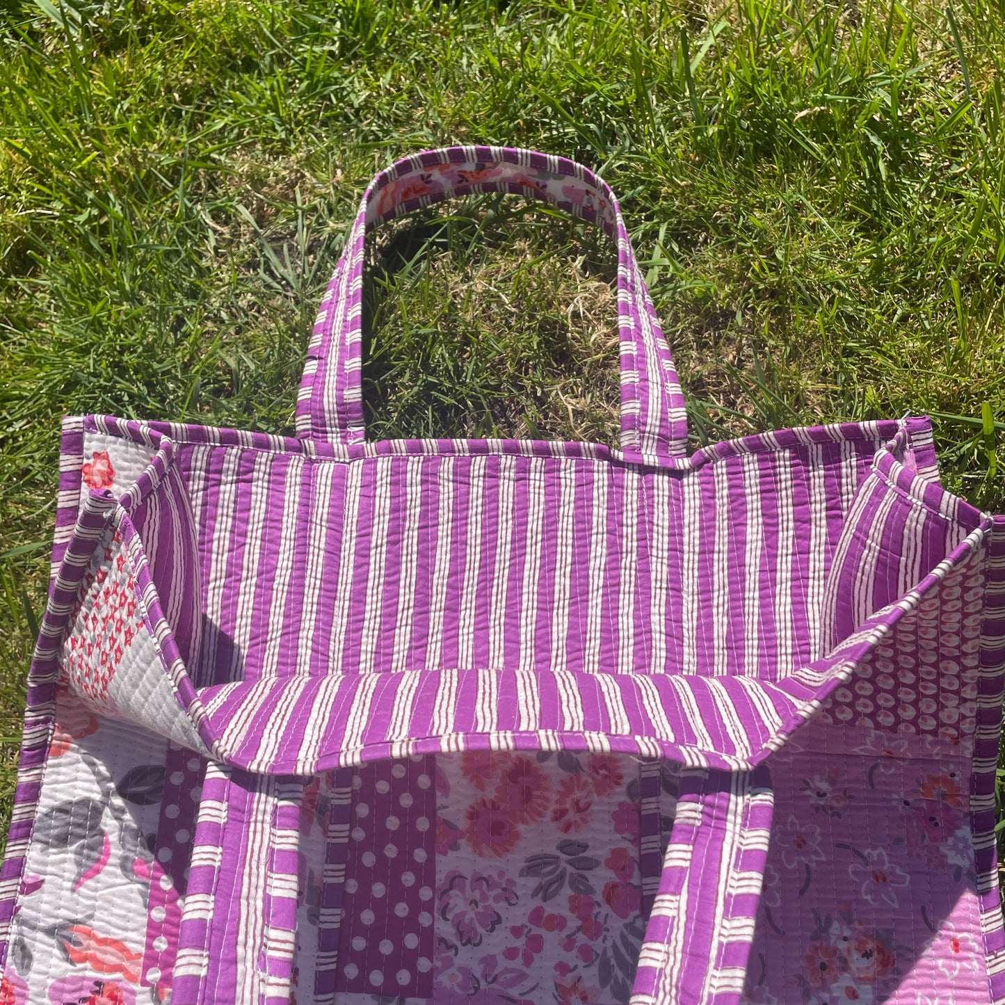 Purple Patchwork Tote Bag